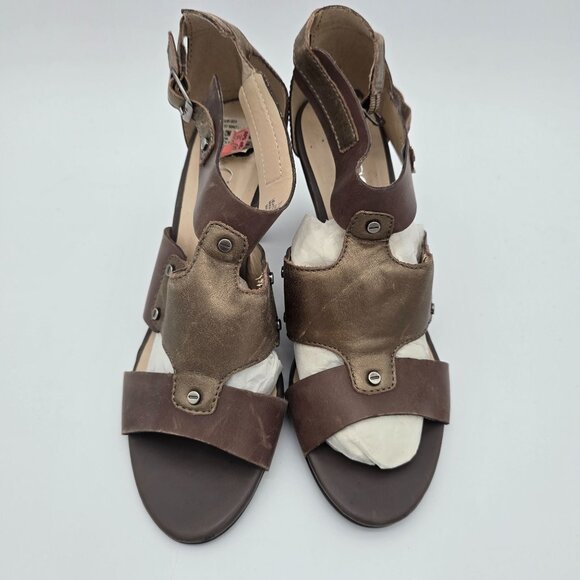 Nine & Co Womens Size 7.5 Brown Strappy Open Toe Vintage Heels - Picture 6 of 8